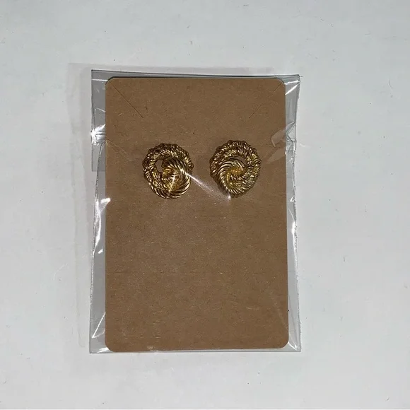 vintage CHRISTIAN DIOR 14k yellow gold plated ROPE KNOT stud post EARRINGS